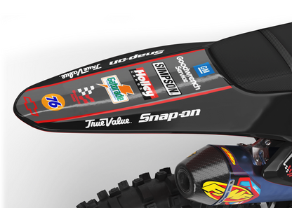 Gasgas dirt bike with black grey and red design rear view