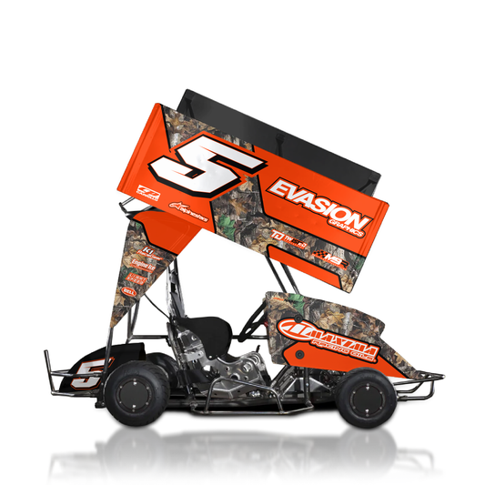 outlaw kart wrap side view camo orange